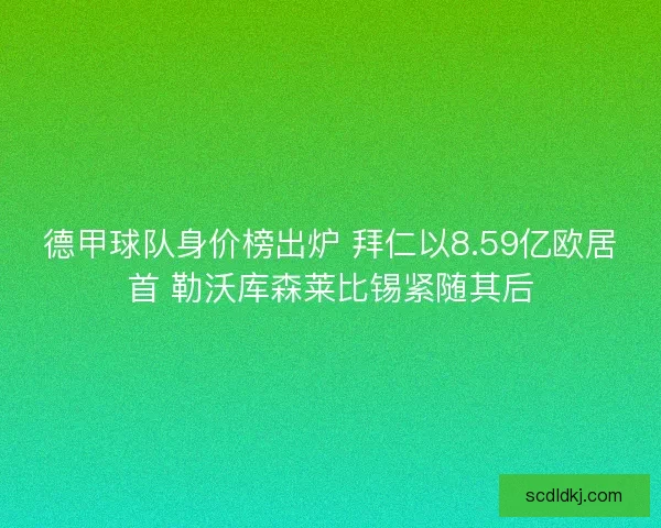 德甲球队身价榜出炉 拜仁以8.59亿欧居首 勒沃库森莱比锡紧随其后