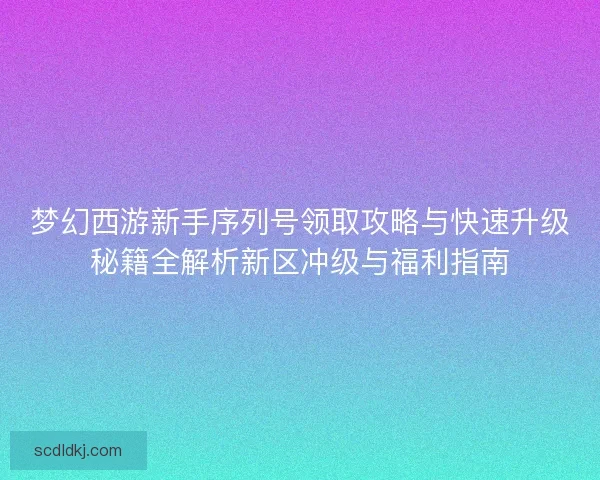 梦幻西游新手序列号领取攻略与快速升级秘籍全解析新区冲级与福利指南