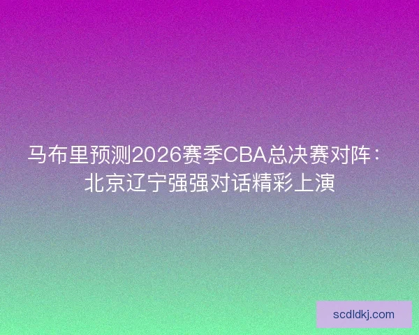 马布里预测2026赛季CBA总决赛对阵：北京辽宁强强对话精彩上演