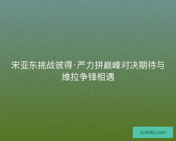 宋亚东挑战彼得·严力拼巅峰对决期待与维拉争锋相遇 宋亚东挑战彼得·严力拼巅峰对决期待与维拉争锋相遇